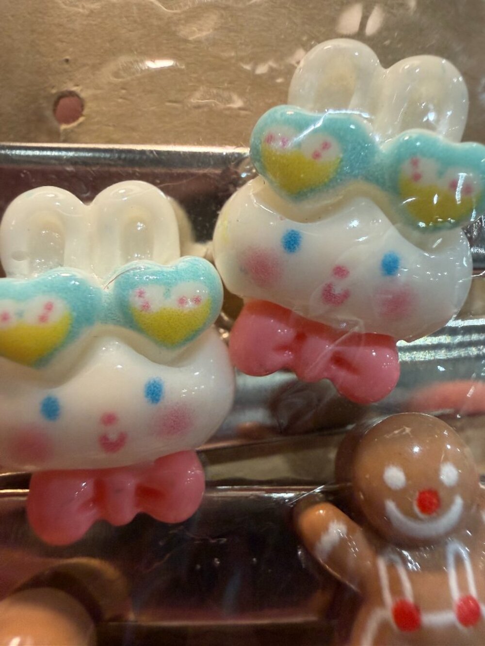 🍭 Kawaii Holiday Hair Clip Set: Cute Gingerbread Men, Bow Bunnies & Bears